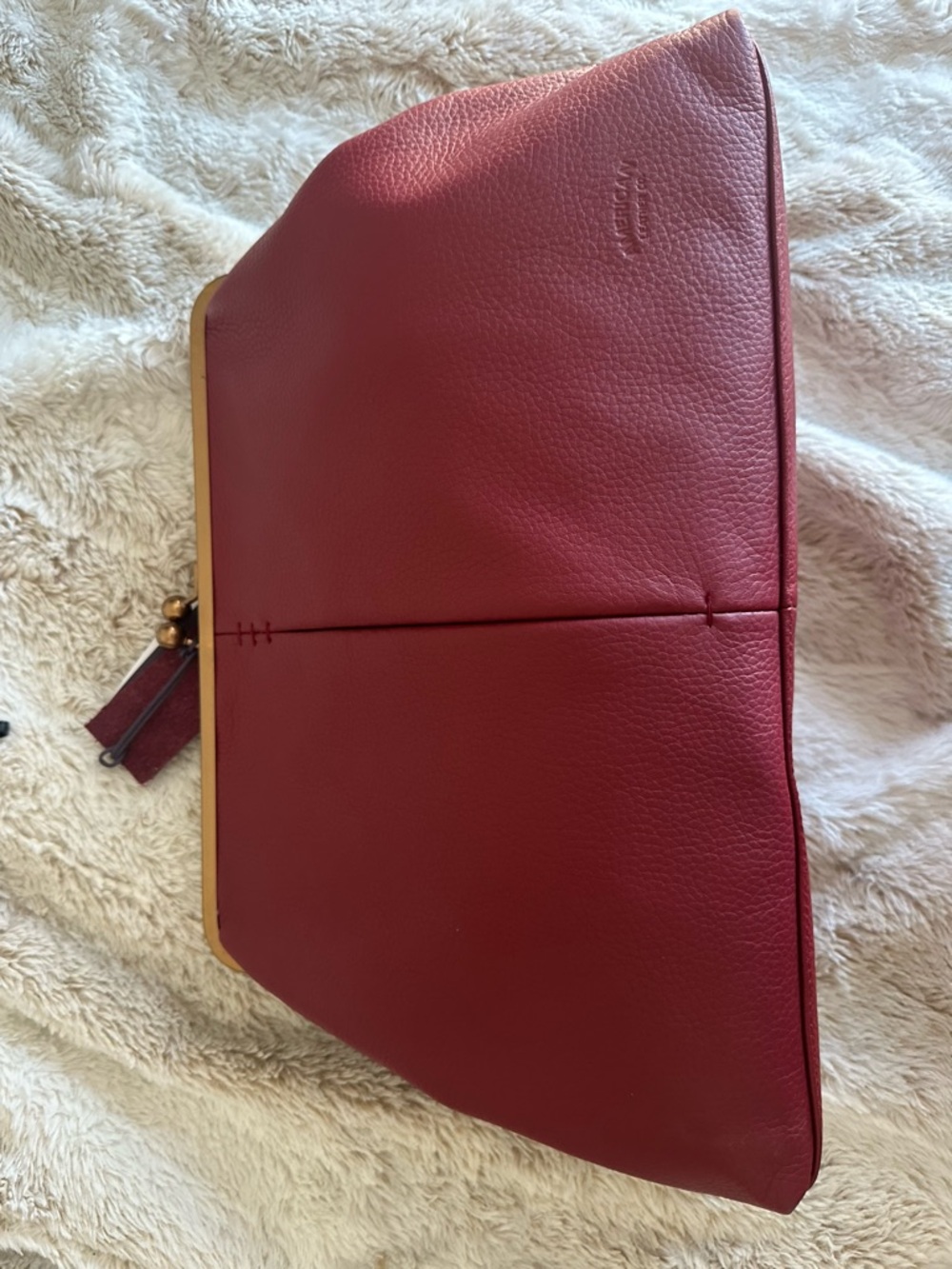 American Leather Red Leather Frame Clutch